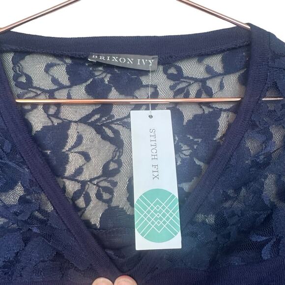Brixton Ivy navy Blue long sleeve top with lace new with tag size small - Picture 5 of 6